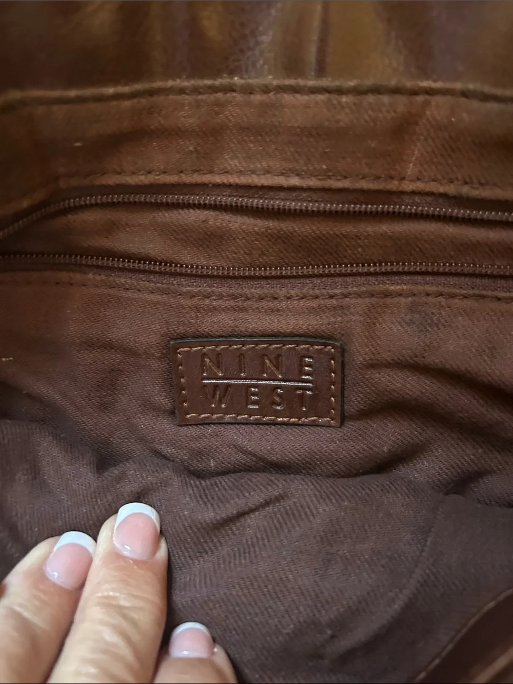 Nine West Woven Brown Leather Tote Bag EUC
